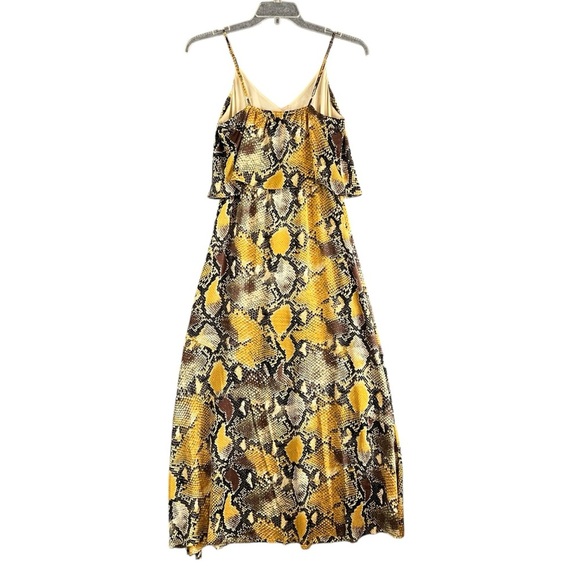 SEE AND BE SEEN Snakeskin Maxi Dress Gold Black Lined Size Small FLAW - Picture 2 of 14